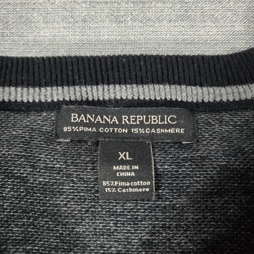 Banana Republic Men XL Dark Gray Pima Cotton Cashmere Blend Sweater Pullover EUC